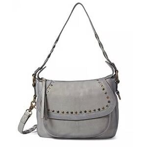 EUC Frye Soraya Saddle Shoulder Crossbody Bag in Ash Gray Studs